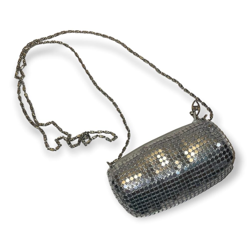 Vintage silver mesh crossbody mini bag EUC